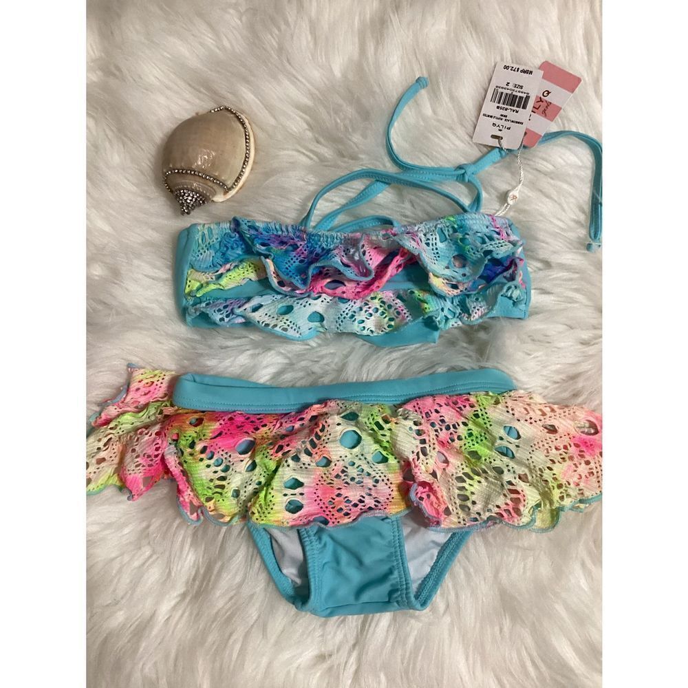 New Pilyq kids rainbow lace bikini. 2T and size 14